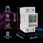 Przekaźnik Qoltec 63A na szynę DIN z licznikiem energii elektyrcznej | Timer | TUYA | Wi-Fi | LED