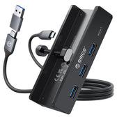 HUB USB-C/A Orico MH4PC-10-BK-BP aktywny 3x USB-A, USB-C 5Gbps, 15W, przykręcany, czarny