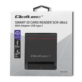 Czytnik kart chipowych ID Qoltec SCR-0642 | USB 2.0 + adapter USB-C