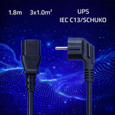 Kabel zasilający Qoltec wtyczka kątowa SCHUKO CEE 7/7 (E/F) | IEC C13 1,8m 3 * 1.0mm2