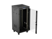 Szafa instalacyjna Rack Lanberg stojąca 19" 24U 600x600 czarna drzwi przeszklone LCD (flat pack) V2