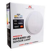 Lampa LED z czujnikiem ruchu Maclean MCE525 W, czujnik PIR, kolor biały, 10W, IP65, 1000lm, barwa neutralna