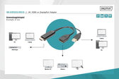 Kabel adapter DIGITUS HDMI 4K 30Hz na DisplayPort i USB A, 0,2m