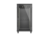 Szafa instalacyjna Rack stojąca 19" 22U 600x1200 czarna drzwi przeszklone LCD Lanbeg (flat pack)
