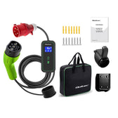 Ładowarka Qoltec do samochodu elektrycznego EV z regulacją 2w1 Typ2 | 11kW | CEE 5 PIN | Wi-Fi | LCD | 3 fazy | Przenośna | Wallbox | 5m