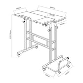 Biurko mobilne na laptop Maclean MC-124 W, białe, 80x60cm, 50kg max, reg. wys.67-115cm