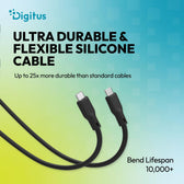 Kabel połączeniowy silikonowy DIGITUS USB-C-USB-C, USB 4 ver.2.0, 80Gbps, 8K@60Hz, PD 3.1 240W, 0,5m, czarny