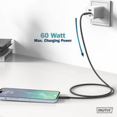 Kabel zasilający DIGITUS silikonowy USB-C - USB-C, USB 2.0 60W, 2m czarny