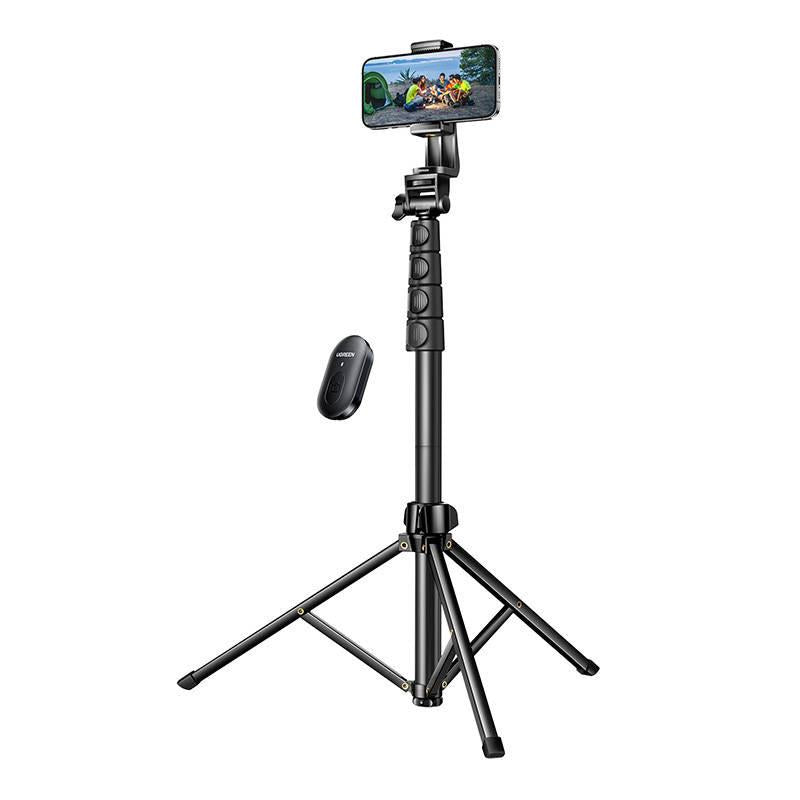 Selfie stick Ugreen LP680 ze stojakiem i pilotem Bluetooth 1.8m - czarny