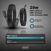 Kabel przedłużający aktywny DIGITUS DA-73109, USB 3.2 Gen1, 5Gbps, USB-C - USB-C, 10m