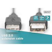Przedłużacz USB 2.0 DIGITUS A/M - A/Ż, 1,8m, czarny