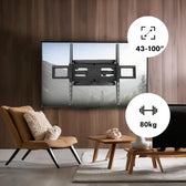 Uchwyt do TV Maclean MC-423, max VESA 800x600, 43-100", 80kg, reg.kąta w pionie i poziomie, profil 50-500mm, czarny