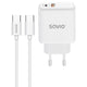 Ładowarka sieciowa 20W SAVIO LA-13 + Kabel Quick Charge Power Delivery 3.0 Biała
