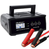 Ładowarka inteligentna Qoltec mikroprocesorowa 12V 24V 25A | Prostownik z funkcją naprawy do akumulatora AGM GEL SLA | LCD