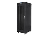 Szafa instalacyjna Rack stojąca 19" 37U 600x800 czarna drzwi perforowane LCD Lanberg (flat pack)