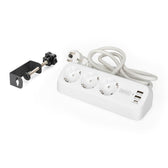 Listwa zasilająca biurkowa DIGITUS 3 gniazda Schuko, 2x USB-A (2x 12W), 1x USB-C (30W) z zaciskiem na blat, kabel 1,5m, biała
