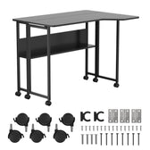 Biurko składane Maclean MC-126 L/B, czarne, mobilne 100x73cm, max. 50kg