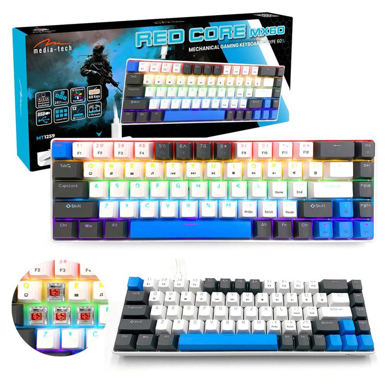 Klawiatura przewodowa Media-Tech MT1259 60% RED CORE MX60 mechaniczna