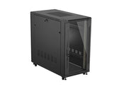 Szafa instalacyjna Rack stojąca 19" 22U 600x1200 czarna drzwi przeszklone LCD Lanbeg (flat pack)