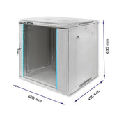 Szafa RACK Qoltec 19" | 12U | 600x635x450 | Szara | Wisząca