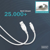 Kabel zasilający DIGITUS silikonowy USB-A - USB-C, USB 2.0 60W, 1m biały