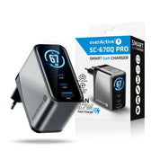 Ładowarka sieciowa everActive GaN SC-670Q 1x USB, 2x USB-C PD QC4+ 67W czarna