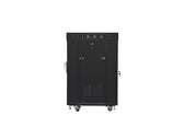 Szafa instalacyjna Rack stojąca 19" 15U 600x600 czarna drzwi szklane LCD Lanberg (flat pack)