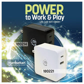 Zasilacz sieciowy Manhattan Power Delivery 230V USB-C, 60W USB-A 5V, biały