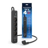 Urządzenie zasilające zabezpieczające KERG z wyłącznikiem 4 gniazda USB-C USB-A czarne 3m 16A H05VV-F 3x1,5mm2