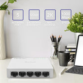 Switch niezarządzalny Qoltec przełącznik sieciowy 5 x port RJ45 | 1000Mbps | Fast Ethernet | LAN