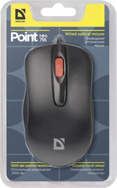 Mysz przewodowa Defender POINT MM-756 OPTICAL 1000dpi 3P czarna