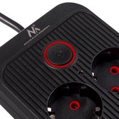 Listwa zasilająca Maclean MCE389 B, przedłużacz 6 gniazd + 4xUSB + USB-C, 110-240V AC 50/60Hz, 2.1A max 2500W, 1,5 m, czarna
