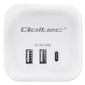 Kostka zasilająca Qoltec przedłużacz 6w1 z podświetlanym włącznikiem | 3x AC | 2x USB | 1x USB-C PD 20W | Biała | Kabel 2m