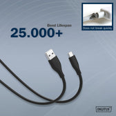 Kabel zasilający DIGITUS silikonowy USB-A - USB-C, USB 2.0 60W, 2m czarny