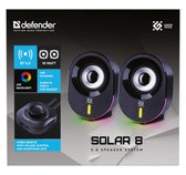 Głośniki Defender SOLAR 8 2.0 10W Bluetooth USB podświetlenie RGB