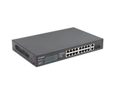 Switch niezarządzalny Lanberg 16x 100Mb PoE+/2x Combo Rack 19" Gigabit Ethernet 250W
