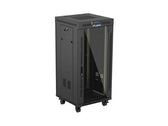 Szafa instalacyjna Rack Lanberg stojąca 19" 24U 600x600 czarna drzwi przeszklone LCD (flat pack) V2