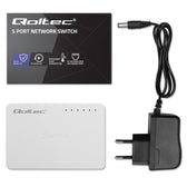 Switch niezarządzalny Qoltec przełącznik sieciowy 5 x port RJ45 | 100Mbps | Fast Ethernet | LAN