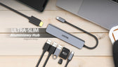 Hub USB-C Unitek H1118A 7w1, HDMI 4K, 3x USB-A, USB-C PD 100W, alu