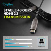 Kabel DIGITUS połączeniowy hybrydowy HDMI AOC HDMI-A męski-męski HDMI 2.1 UHD-2 8K@60Hz 48Gbps HDR, eARC, HDCP 2.2, CEC 80m