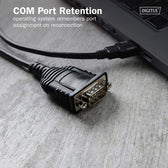 Kabel adapter DIGITUS USB 2.0 do RS232 (DB9), Chipset FTDI (FT232RNL), PVC, czarny, Mocowanie w tulejkach 1.8m