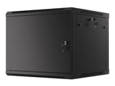 Szafa instalacyjna Rack wisząca 19" 9U 600x600 czarna drzwi metalowe Lanberg (flat pack)