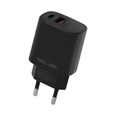 Ładowarka sieciowa Beline 20W 1xUSB-C + 1xUSB PD 3.0 QC 3.0 bez kabla - czarna