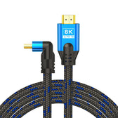 Kabel HDMI v2.1 Savio CL-147 1,8m, 8K, kątowy, OFC, niebiesko-czarny, złote końcówki