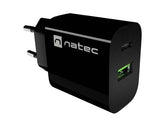 Ładowarka sieciowa Natec Ribera 1x USB-A + 1x USB-C 20w czarna
