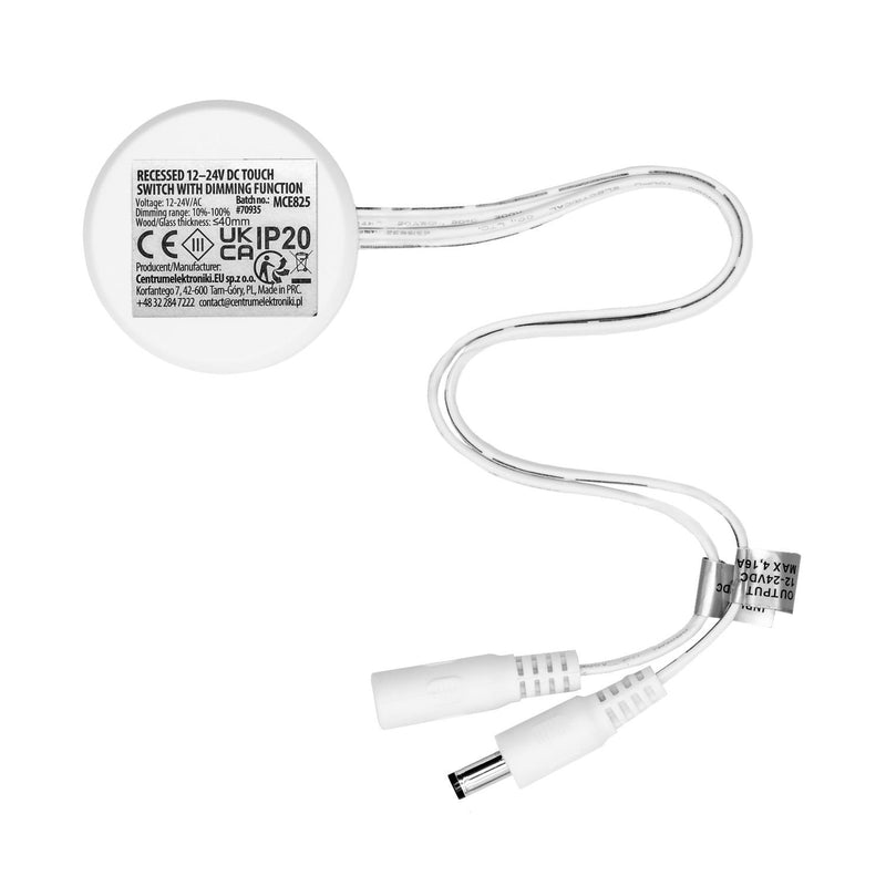 Włącznik dotykowy do zabudowy Maclean, do zabudowy 40mm, 12-24V DC, max. obciążenie 48/96W, MCE825