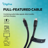 Kabel połączeniowy silikonowy DIGITUS USB-C-USB-C, USB 4 ver.2.0, 80Gbps, 8K@60Hz, PD 3.1 240W, 0,5m, czarny