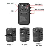 Adapter podróżny Verbatim UTA-06 GaN III globalny 2xUSB-C PD QC 4+ 100W, 2xUSB-A QC 3.0 18W