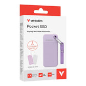 Dysk SSD zewnętrzny Verbatim Pocket 2TB USB-C 3.2 Gen 2 fioletowy