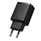 Ładowarka sieciowa Baseus Compact 20W szybka, z gniazdem USB QC3.0 oraz USB-C PD 3.0